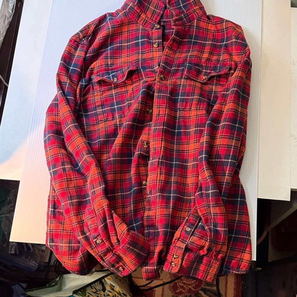 Vans, Red Plaid Men's Shirt, XL - Picture 6 of 7